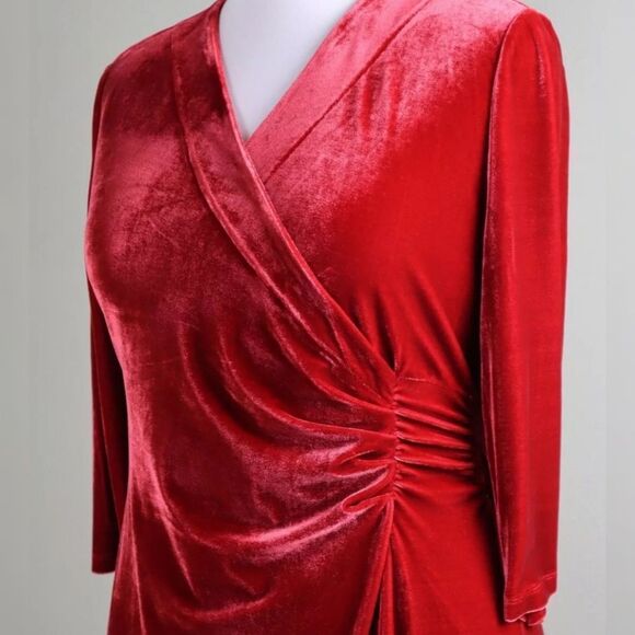 Soft Surroundings Velvet Hyannis Dress Red Dahlia NWT $130 XL and LP - Picture 9 of 11